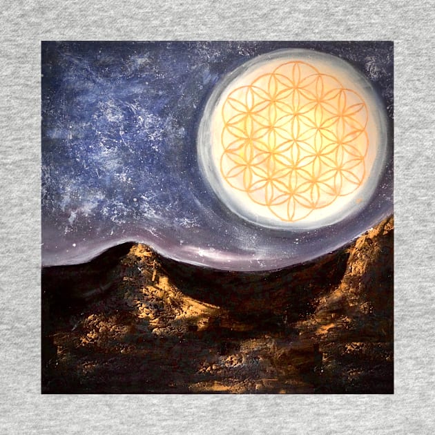 Sacred geometry - moon with flower of life by monchie